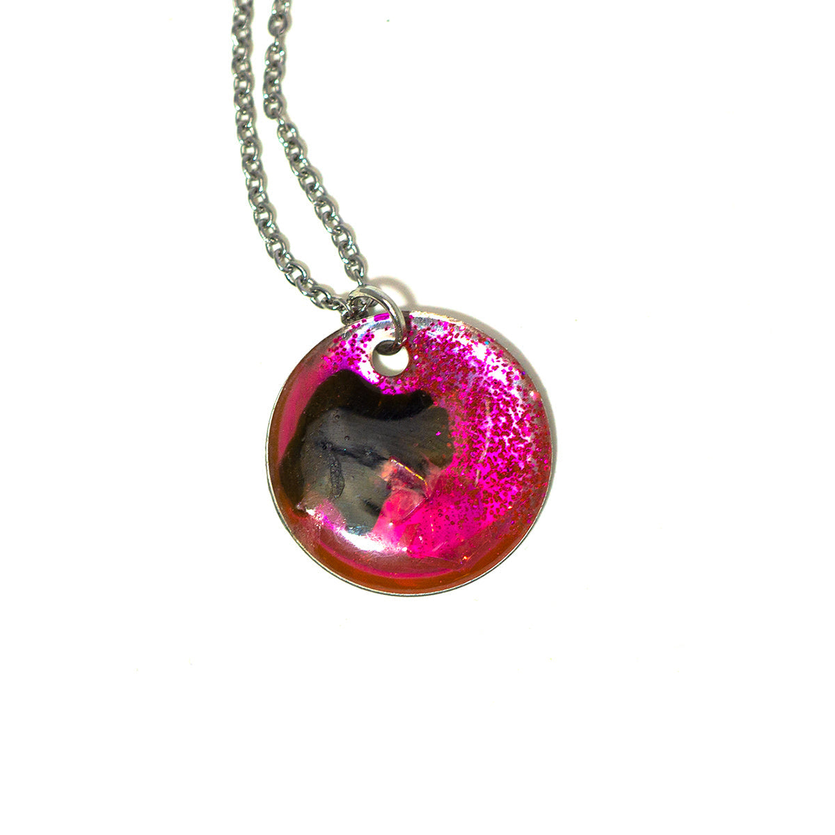 Pink Black and Glitter Color Study Necklace No.1 Deanna Dot Store 