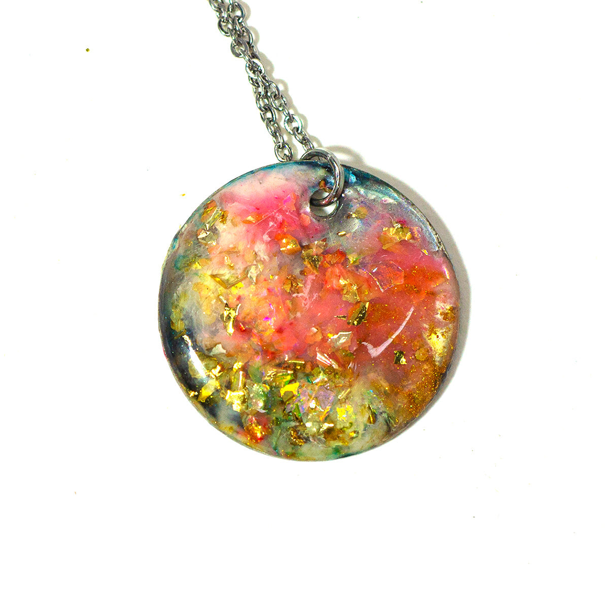 Pink Rainbow and Gold Color Study Necklace Deanna Dot Store 