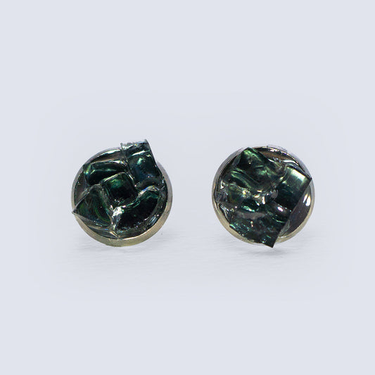 Auto Glass Earring - 12mm Cluster Stud in Black Cluster Cleveland Street Glass 