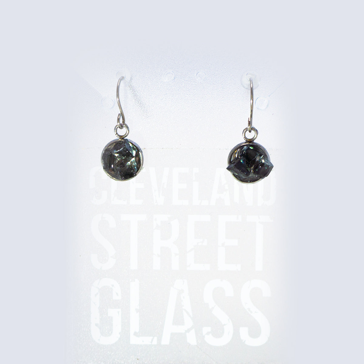 Auto Glass Earring - Cluster Dangle Small Black Cluster Cleveland Street Glass 