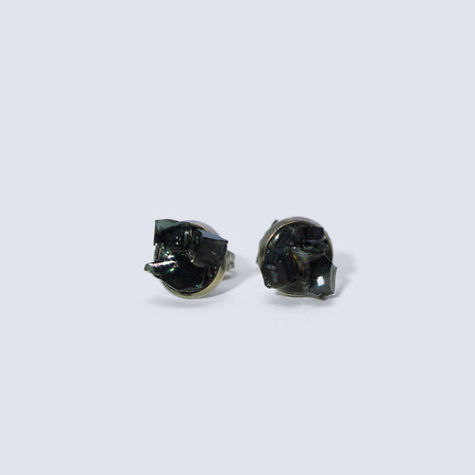 Auto Glass Earring - 8mm Cluster Stud in Black Cluster Cleveland Street Glass 