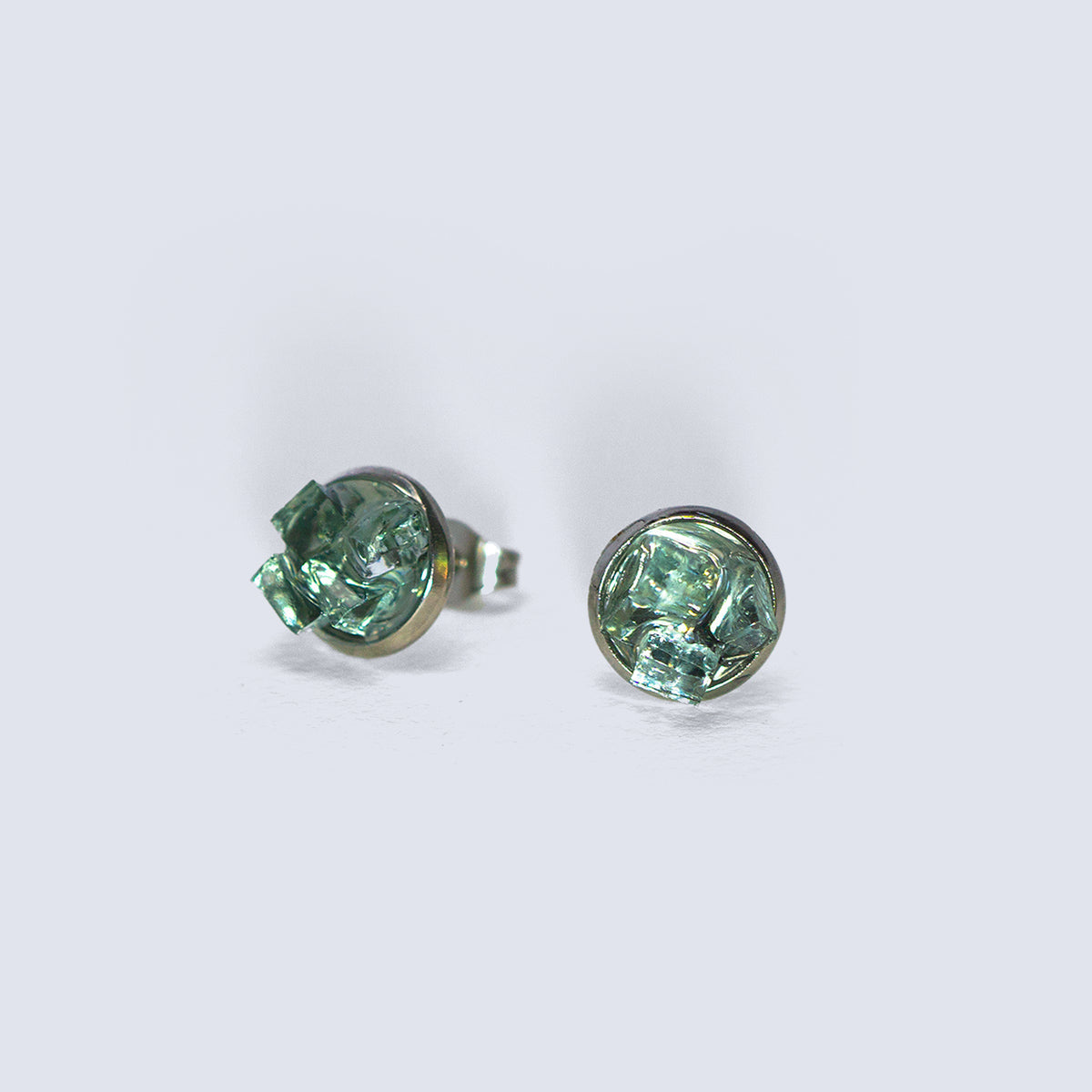 Auto Glass Earring - 8mm Cluster Stud in Green Cluster Cleveland Street Glass 